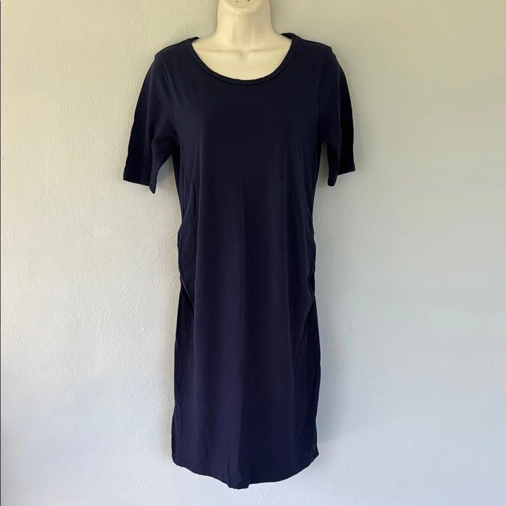 Old Navy Maternity navy blue short sleeve bodycon ruched dress size small